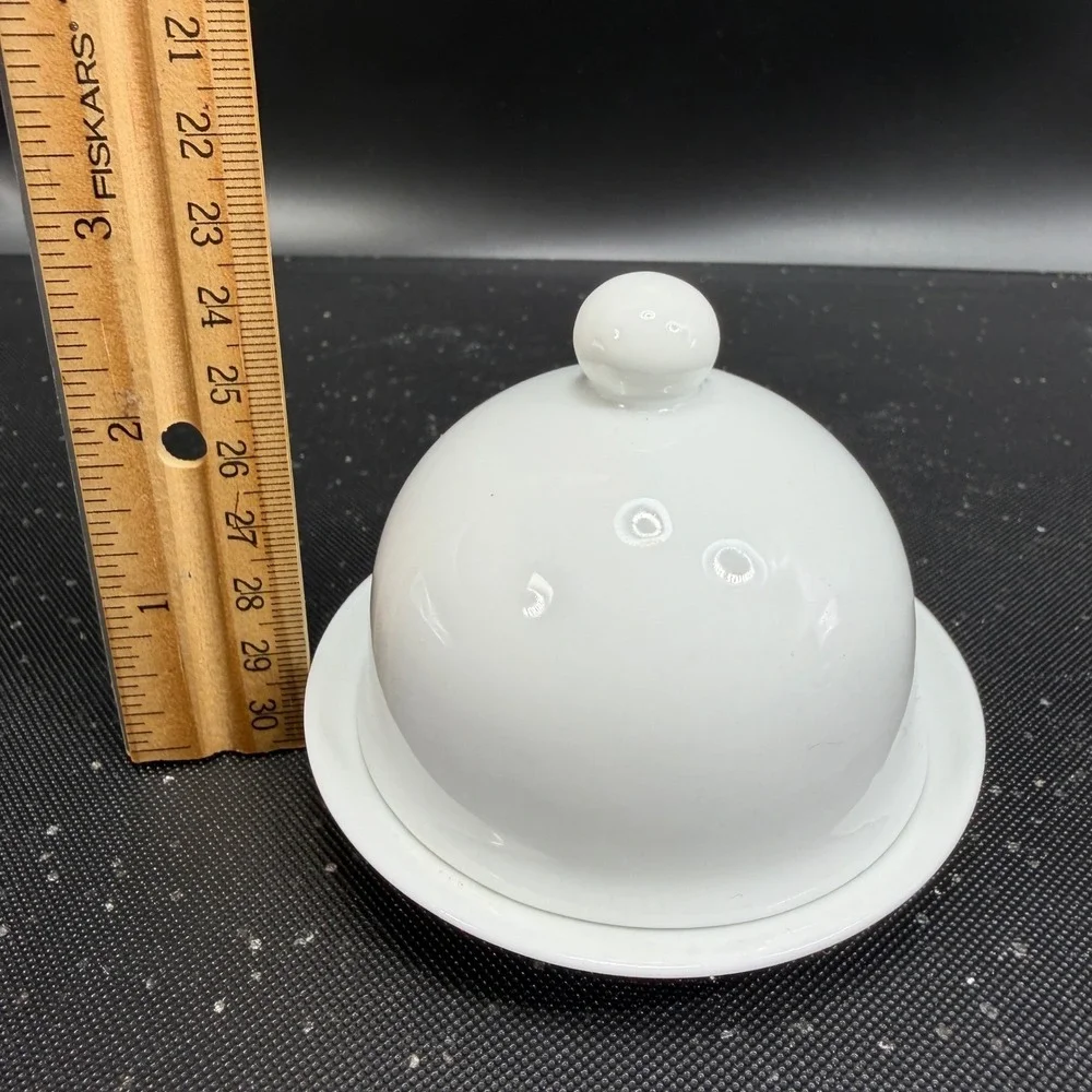 BIA Cordon Bleu White Porcelain Individual Covered Butter Dish Caviar Server 3in